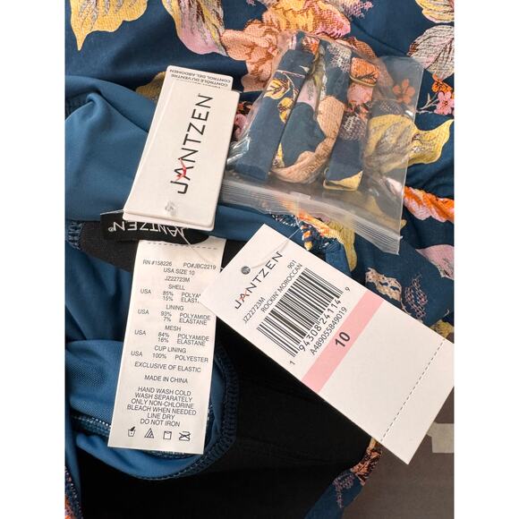 Nwt JANTZEN Women's Blue Vamp Tapestry One Piece Swim Dress Size 10 - Picture 9 of 10